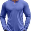 Men's Henley Shirts Long Sleeve Button T-Shirt Lightweight Fashion Casual Pullover Shirt