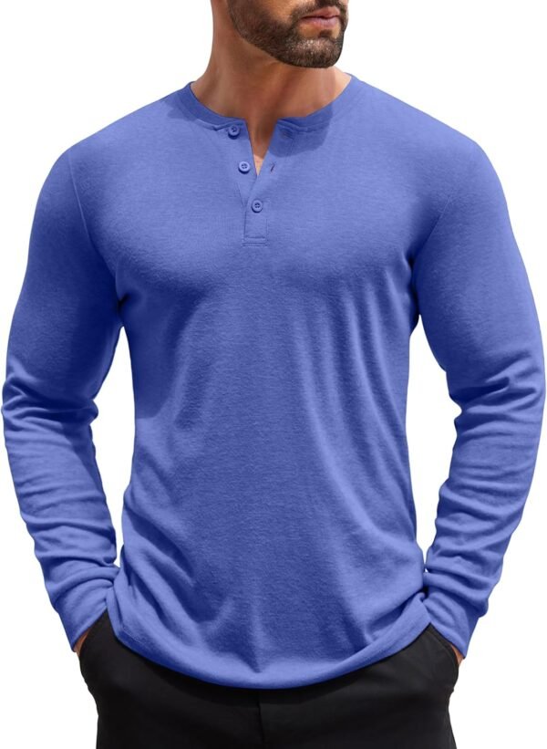 Men's Henley Shirts Long Sleeve Button T-Shirt Lightweight Fashion Casual Pullover Shirt