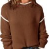 Womens Sweaters Crewneck Long Sleeve Knit Pullover Sweater Casual Fall Tops for Women 2025