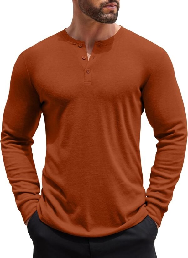 Men's Henley Shirts Long Sleeve Button T-Shirt Lightweight Fashion Casual Pullover Shirt