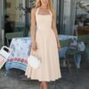 Women's Summer Sleeveless Halter Midi Dress 2025 Off Shoulder High Waist Swing Flowy Beach Long Dresses