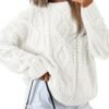 Trendy Queen Women's Oversized Cable Knit Crewneck Sweaters