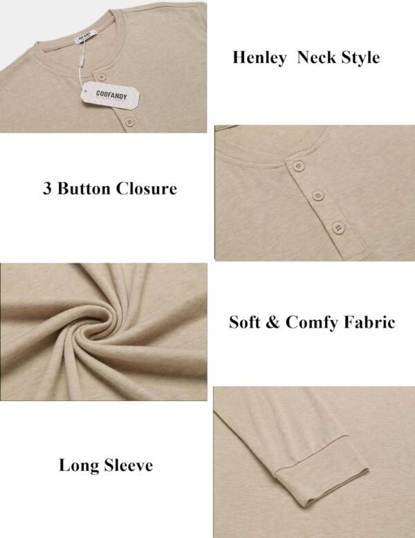 Men's Henley Shirts Long Sleeve Button T-Shirt Lightweight Fashion Casual Pullover Shirt
