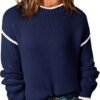 Womens Sweaters Crewneck Long Sleeve Knit Pullover Sweater Casual Fall Tops for Women 2025