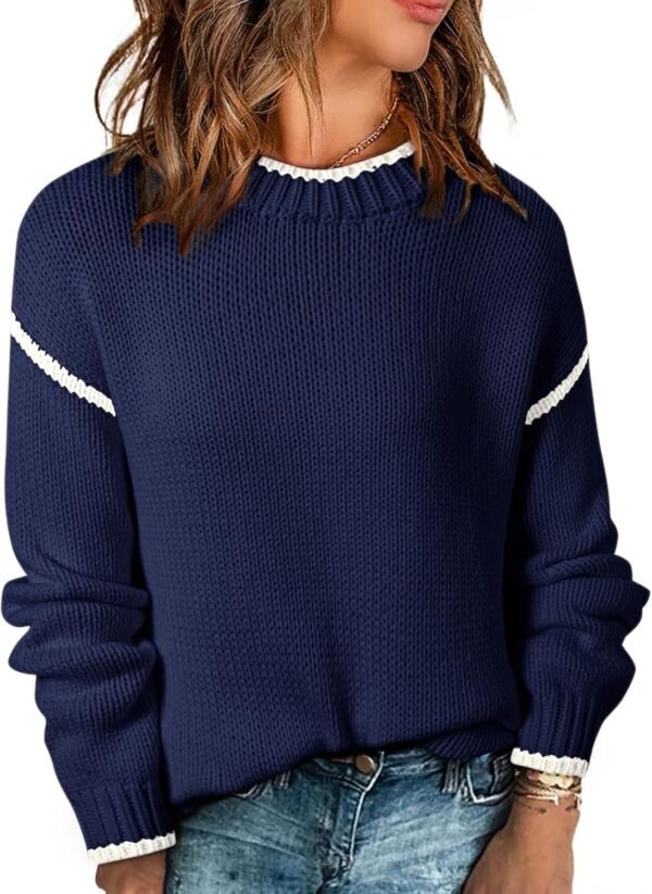 Womens Sweaters Crewneck Long Sleeve Knit Pullover Sweater Casual Fall Tops for Women 2025