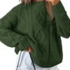 Trendy Queen Women's Oversized Cable Knit Crewneck Sweaters