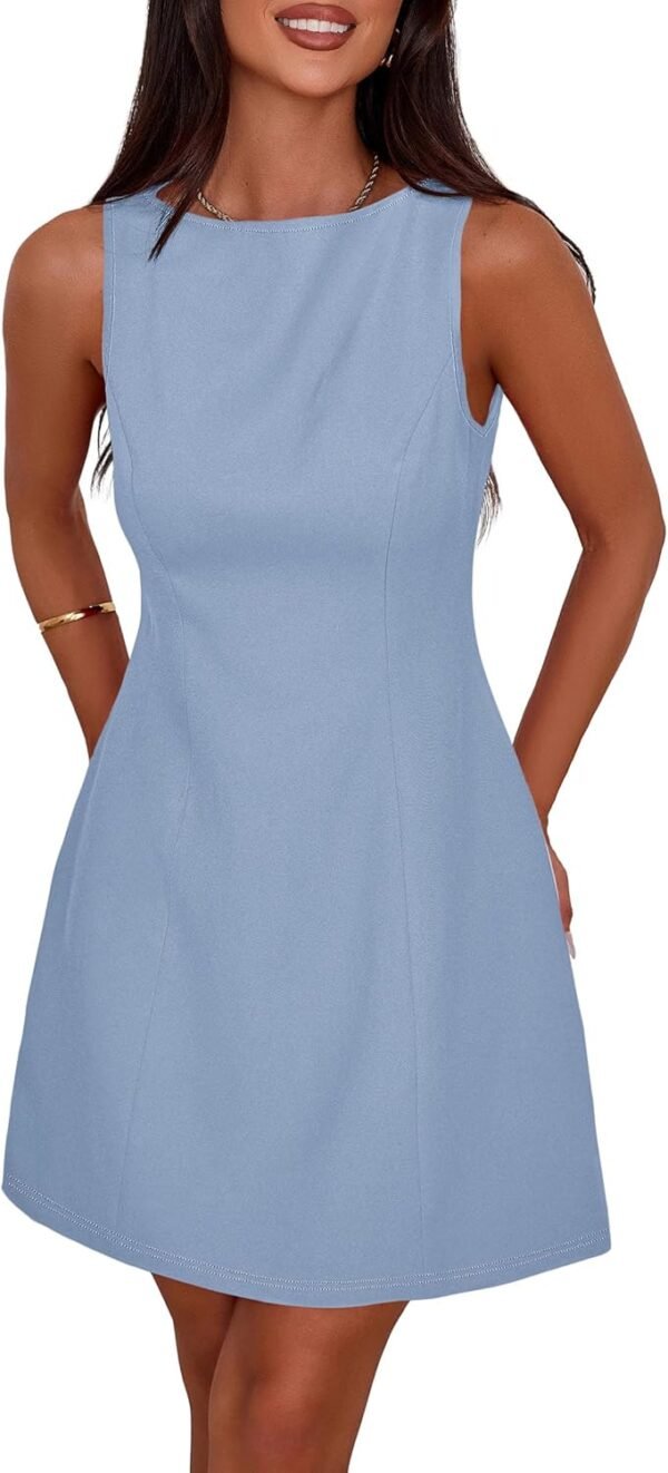 Womens Formal Short Dresses 2025 Summer Sleeveless Boat Neck A Line Elegant Mini Cocktail Party Dress