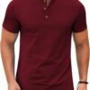 Mens Henley Shirts Short Sleeve Casual Button Down Shirts Lightweight Summer Basic Tee