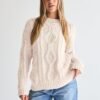 Trendy Queen Women's Oversized Cable Knit Crewneck Sweaters
