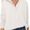 Womens Polo V Neck Long Sleeve Sweaters Lightweight Dressy Casual Business Basic Knit Pullover Top 2025 Fall Outfits