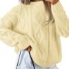 Trendy Queen Women's Oversized Cable Knit Crewneck Sweaters