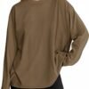Womens Long Sleeve Oversized T Shirts Basic Crewneck Workout Tee Tops 2025 Fall Loose Fit Casual Y2K Clothes