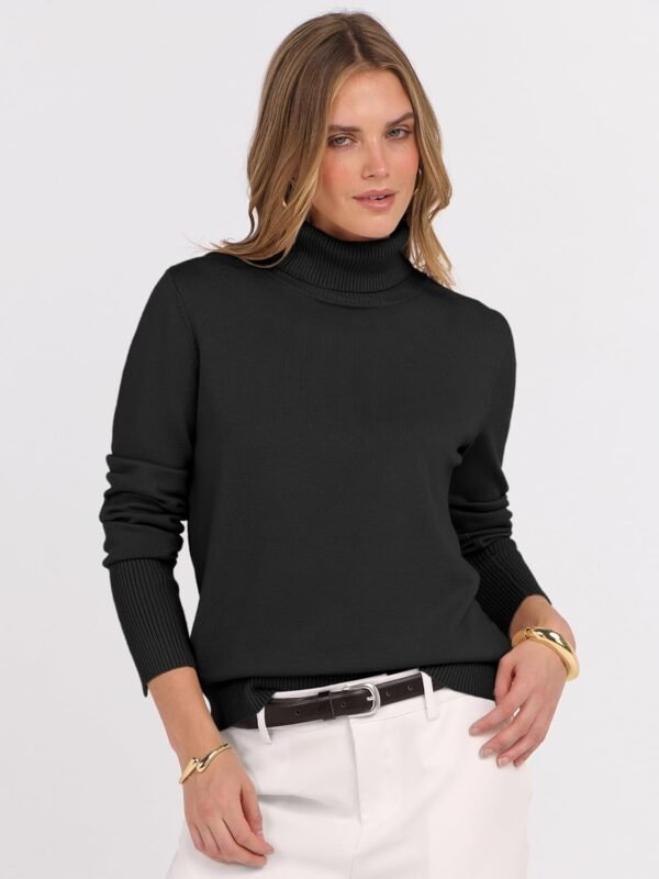 Turtleneck Sweaters for Women Long Sleeve Dressy Casual Soft Knitted Button Pullover Tops 2025 Fall Winter Clothes