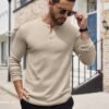 Men's Henley Shirts Long Sleeve Button T-Shirt Lightweight Fashion Casual Pullover Shirt