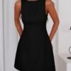 Womens Formal Short Dresses 2025 Summer Sleeveless Boat Neck A Line Elegant Mini Cocktail Party Dress