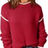 Womens Sweaters Crewneck Long Sleeve Knit Pullover Sweater Casual Fall Tops for Women 2025