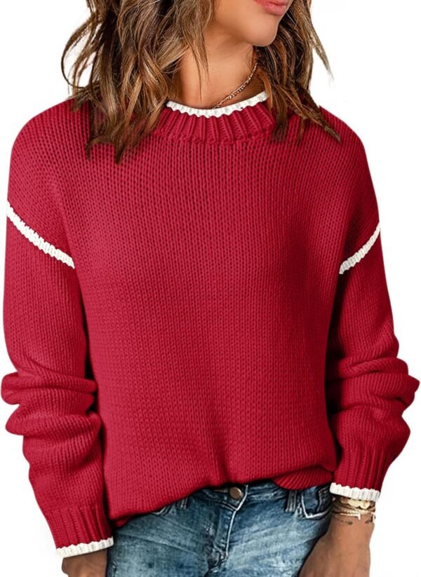 Womens Sweaters Crewneck Long Sleeve Knit Pullover Sweater Casual Fall Tops for Women 2025