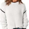 Womens Sweaters Crewneck Long Sleeve Knit Pullover Sweater Casual Fall Tops for Women 2025