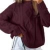 Trendy Queen Women's Oversized Cable Knit Crewneck Sweaters