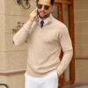 Men's Quarter Zip Sweater Slim Fit Lightweight Mock Neck Pullover Knit Texture Polo Sweaters