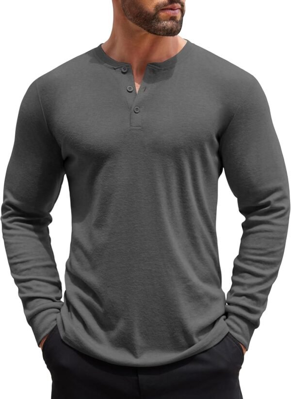 Men's Henley Shirts Long Sleeve Button T-Shirt Lightweight Fashion Casual Pullover Shirt