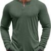 Men's Henley Shirts Long Sleeve Button T-Shirt Lightweight Fashion Casual Pullover Shirt