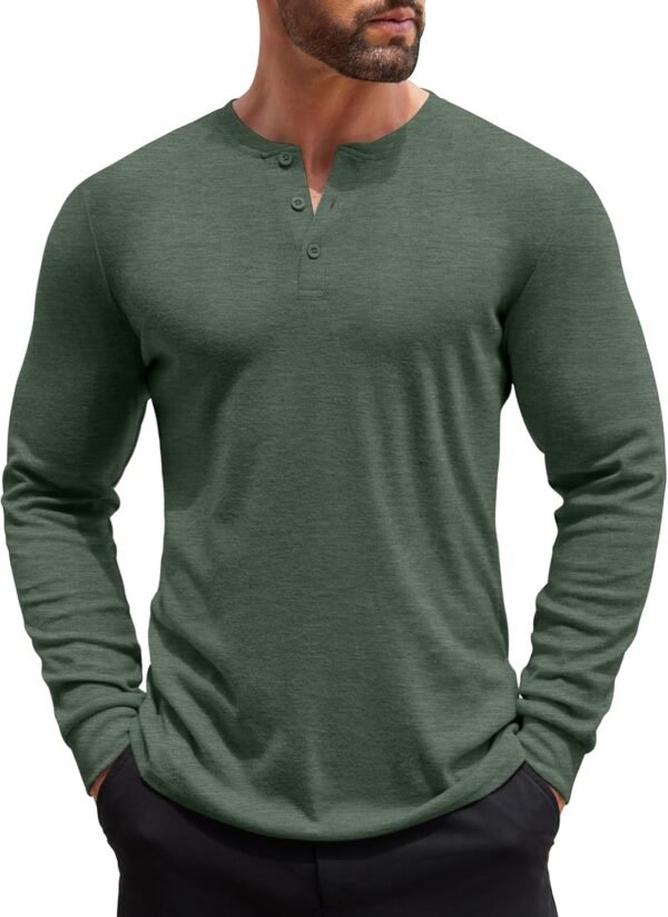 Men's Henley Shirts Long Sleeve Button T-Shirt Lightweight Fashion Casual Pullover Shirt