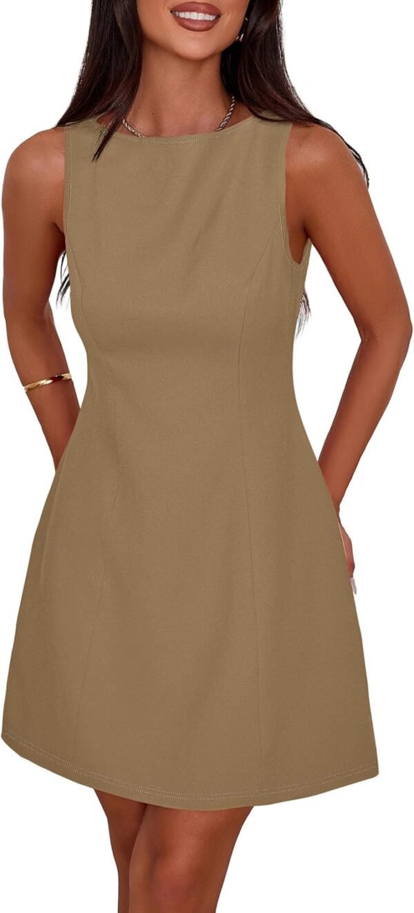 Womens Formal Short Dresses 2025 Summer Sleeveless Boat Neck A Line Elegant Mini Cocktail Party Dress