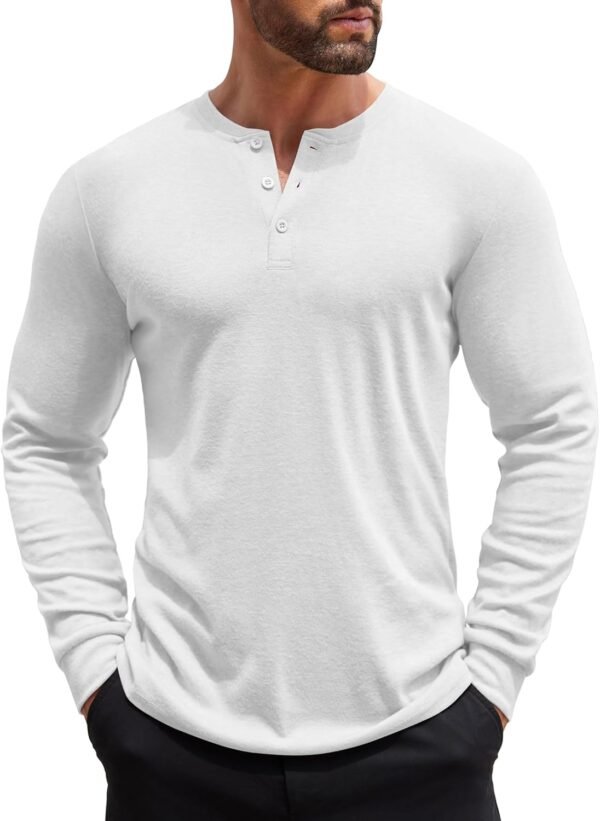 Men's Henley Shirts Long Sleeve Button T-Shirt Lightweight Fashion Casual Pullover Shirt