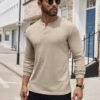 Men's Henley Shirts Long Sleeve Button T-Shirt Lightweight Fashion Casual Pullover Shirt