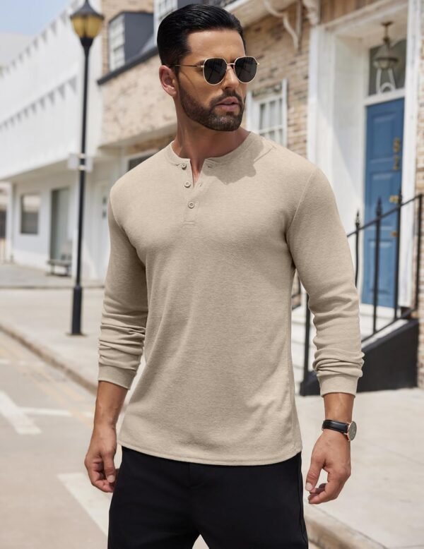 Men's Henley Shirts Long Sleeve Button T-Shirt Lightweight Fashion Casual Pullover Shirt