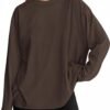 Womens Long Sleeve Oversized T Shirts Basic Crewneck Workout Tee Tops 2025 Fall Loose Fit Casual Y2K Clothes