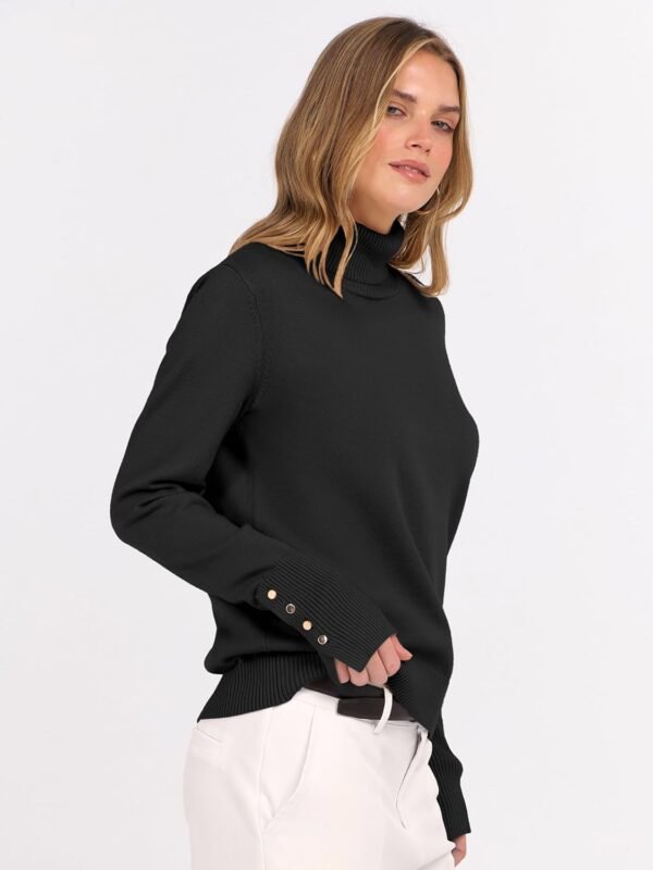 Turtleneck Sweaters for Women Long Sleeve Dressy Casual Soft Knitted Button Pullover Tops 2025 Fall Winter Clothes