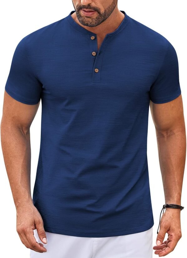 Mens Henley Shirts Short Sleeve Casual Button Down Shirts Lightweight Summer Basic Tee