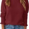 71jgl1KSz2L._AC_SL1500 Womens Ruffle Mock Neck Sweater Puff Long Sleeve Fall Soft Knit Casual Pullover Sweaters Top