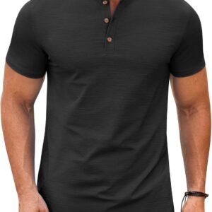 Mens Henley Shirts Short Sleeve Casual Button Down Shirts Lightweight Summer Basic Tee