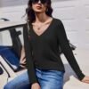 Long Sleeve Shirts for Women V Neck T Shirt Fall Casual Tops Basic Base Layer Undershirts Tees 2025 S-XXL