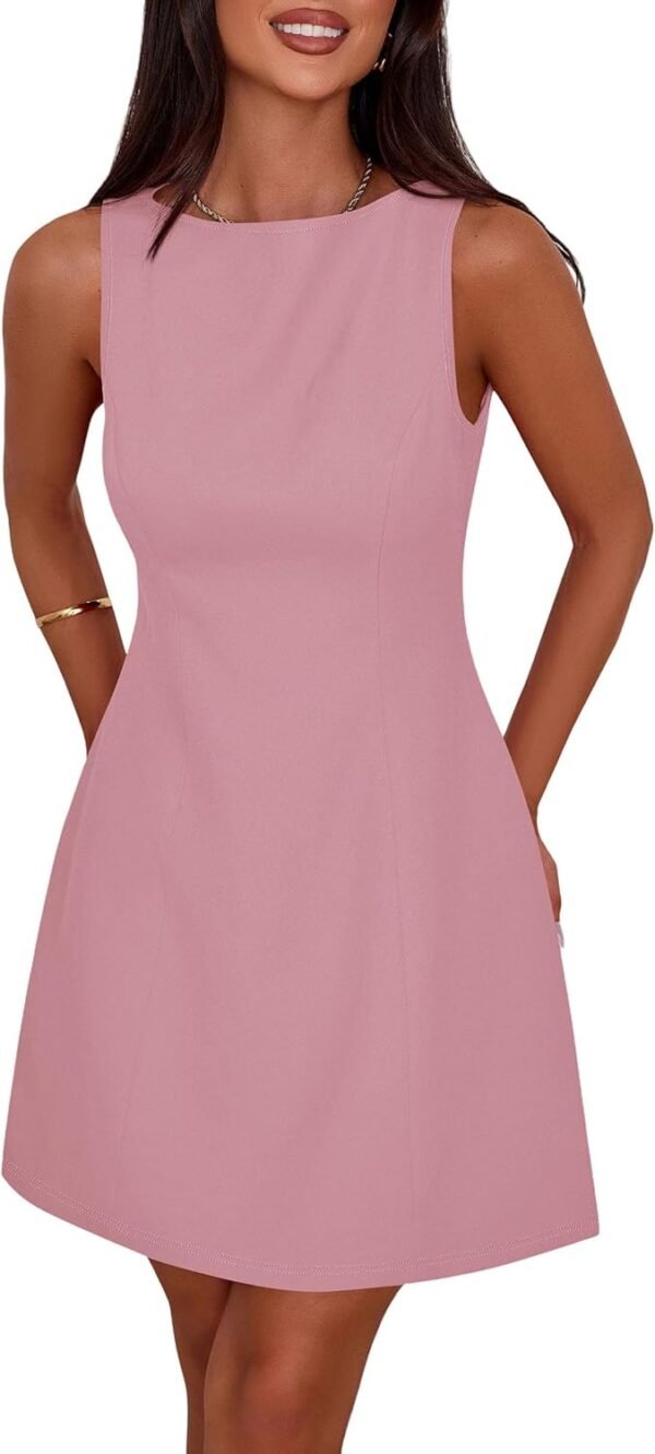 Womens Formal Short Dresses 2025 Summer Sleeveless Boat Neck A Line Elegant Mini Cocktail Party Dress