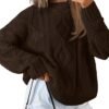 Trendy Queen Women's Oversized Cable Knit Crewneck Sweaters