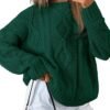 Trendy Queen Women's Oversized Cable Knit Crewneck Sweaters