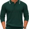 Men's Knit Polo Sweater Casual Long Sleeve Polo Sweater Lightweight Button Down Golf Pullover Sweaters