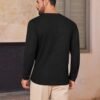 Mens Henley Long Sleeve Shirts Waffle T-Shirt Lightweight Thermal Undershirts S-XXL