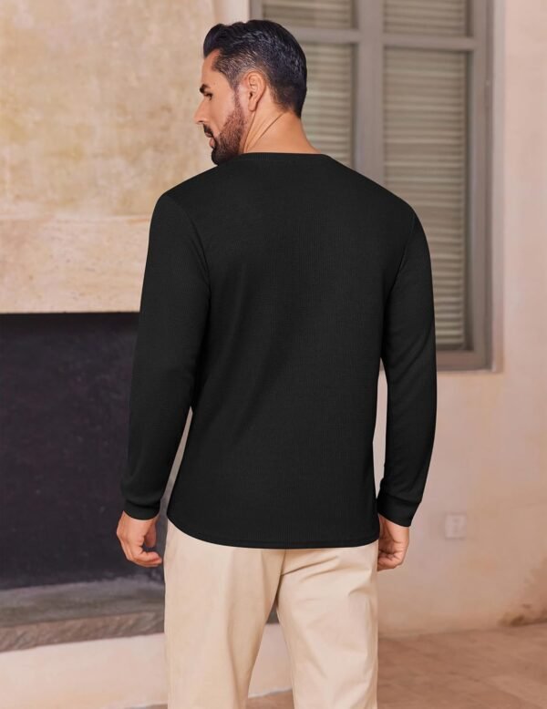 Mens Henley Long Sleeve Shirts Waffle T-Shirt Lightweight Thermal Undershirts S-XXL