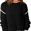 Womens Sweaters Crewneck Long Sleeve Knit Pullover Sweater Casual Fall Tops for Women 2025