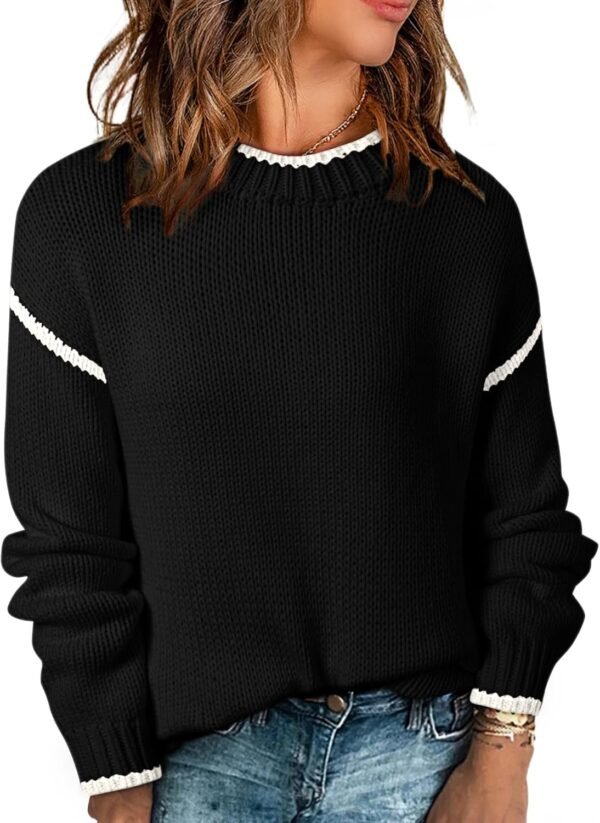 Womens Sweaters Crewneck Long Sleeve Knit Pullover Sweater Casual Fall Tops for Women 2025