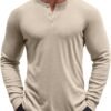 Men's Henley Shirts Long Sleeve Button T-Shirt Lightweight Fashion Casual Pullover Shirt