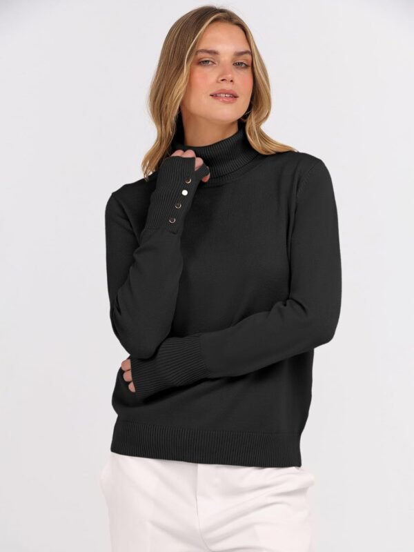 Turtleneck Sweaters for Women Long Sleeve Dressy Casual Soft Knitted Button Pullover Tops 2025 Fall Winter Clothes