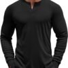 Men's Henley Shirts Long Sleeve Button T-Shirt Lightweight Fashion Casual Pullover Shirt