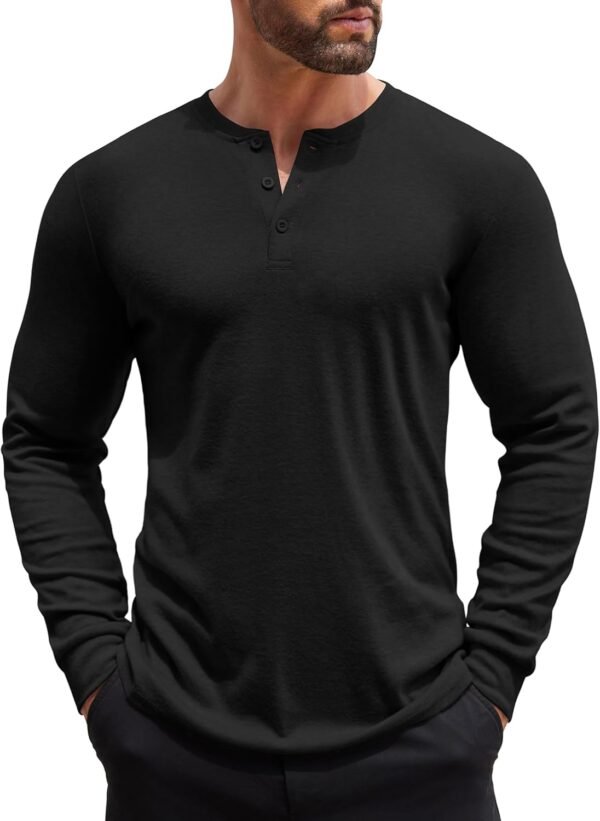 Men's Henley Shirts Long Sleeve Button T-Shirt Lightweight Fashion Casual Pullover Shirt