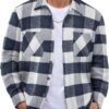Men's Flannel Shirts Casual Button Down Plaid Shirt Jacket Long Sleeve Fleece Shacket with Pockets